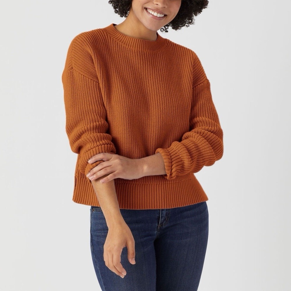 Duluth Women's L Rust Orange Cotton Knit Pullover Sweater